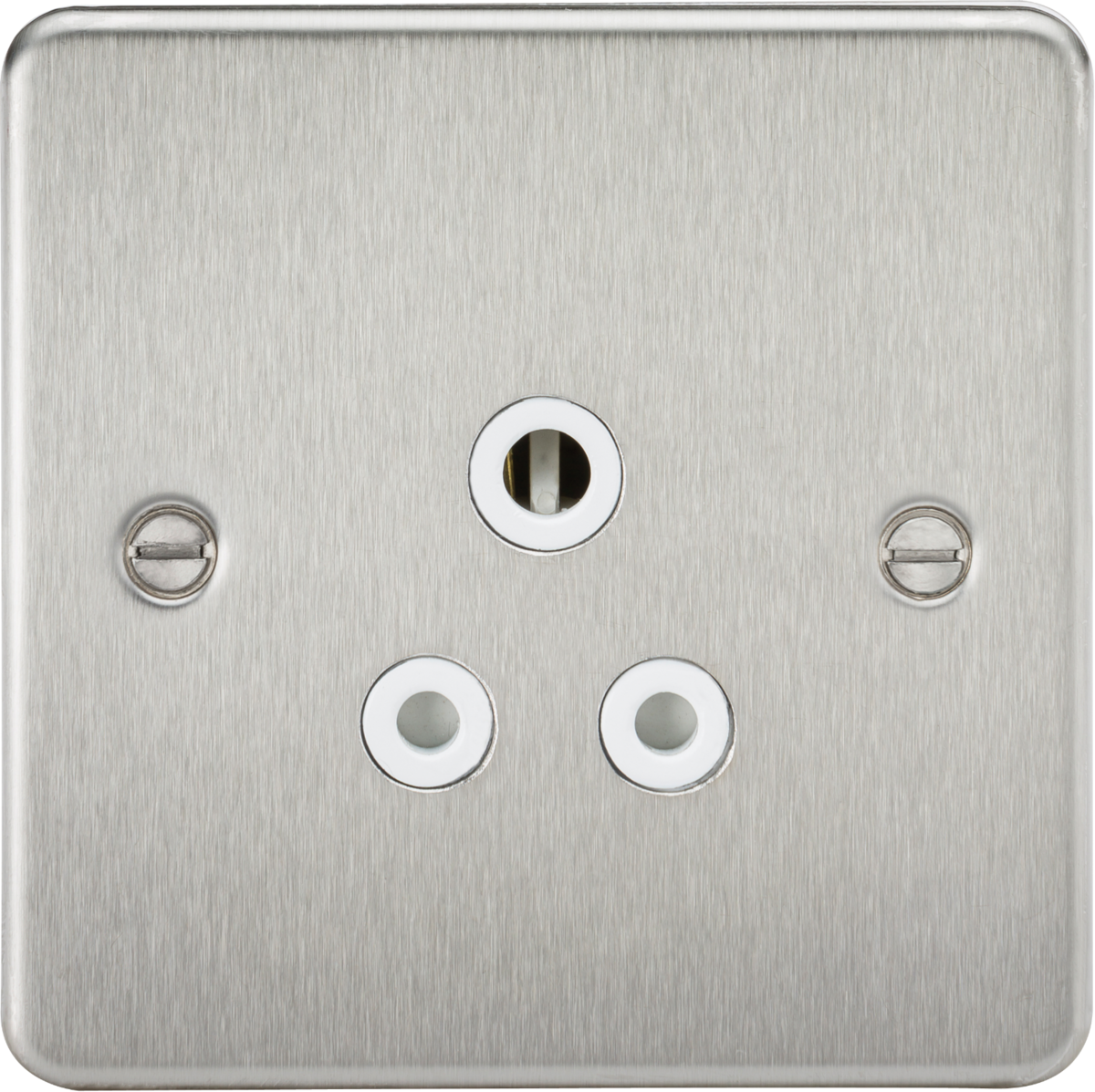 5A Unswitched Socket - Brushed Chrome with White Insert
