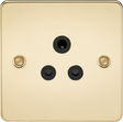5A Unswitched Socket - Polished Brass with Black Insert