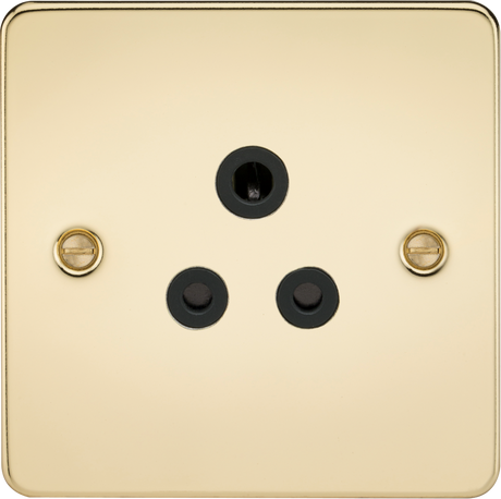 5A Unswitched Socket - Polished Brass with Black Insert
