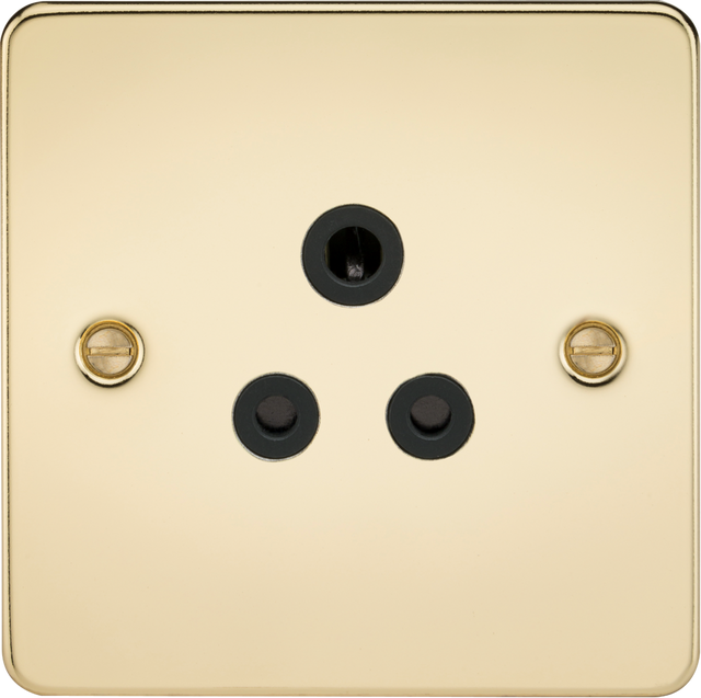 5A Unswitched Socket - Polished Brass with Black Insert