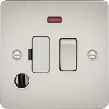 Flat Plate 13A Switched Fused Spur Unit with Neon Indicator and Flex Outlet - Pearl