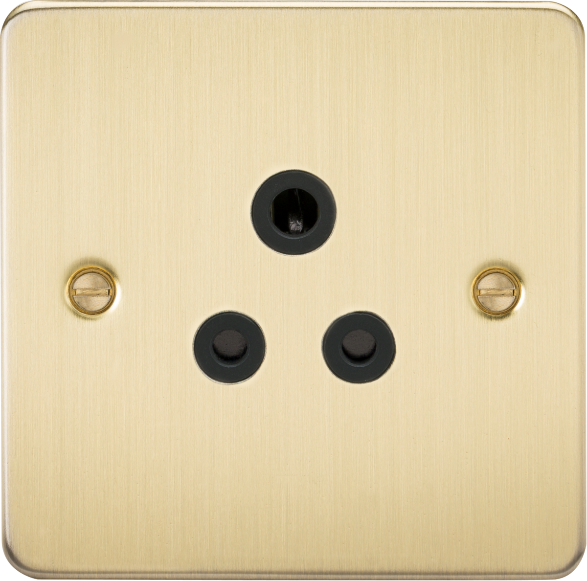 5A Unswitched Socket - Brushed Brass with Black Insert