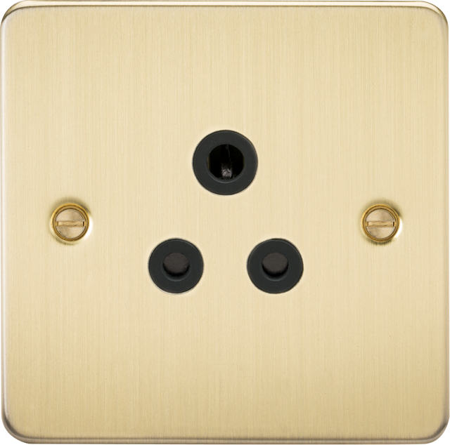 5A Unswitched Socket - Brushed Brass with Black Insert