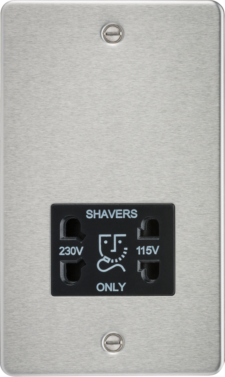 115/230V Dual Voltage Shaver Socket in Brushed Chrome - FP8900BC