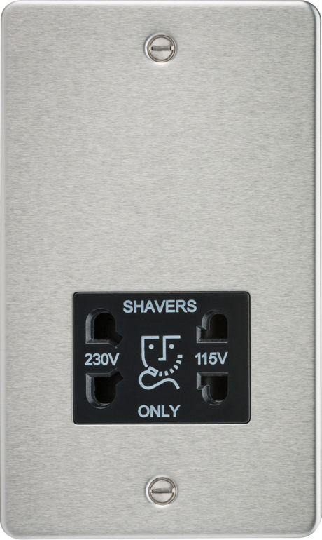 115/230V Dual Voltage Shaver Socket in Brushed Chrome - FP8900BC