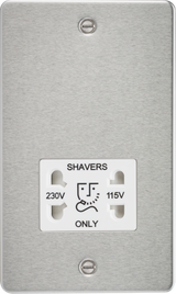 Brushed Chrome Dual Voltage Shaver Socket with White Insert - FP8900BCW