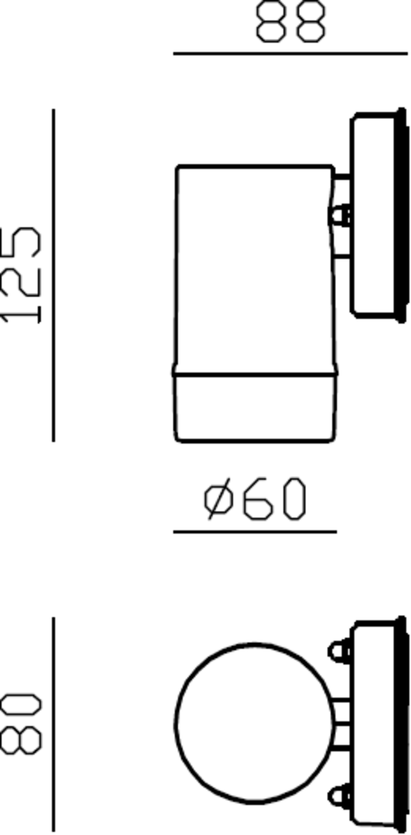 Alternative view of EAMON 230V IP54 GU10 Polycarbonate Single Wall Light