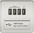 230V Quad USB-A Charger Outlet - Polished Chrome with Black Insert