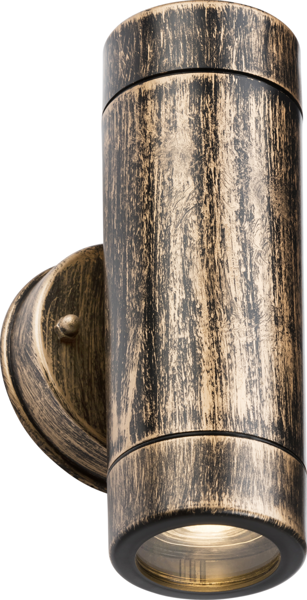 EAMON 230V IP54 GU10 Polycarbonate Up/Down Wall Light - Brushed Brass