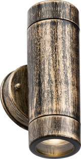 EAMON 230V IP54 GU10 Polycarbonate Up/Down Wall Light - Brushed Brass