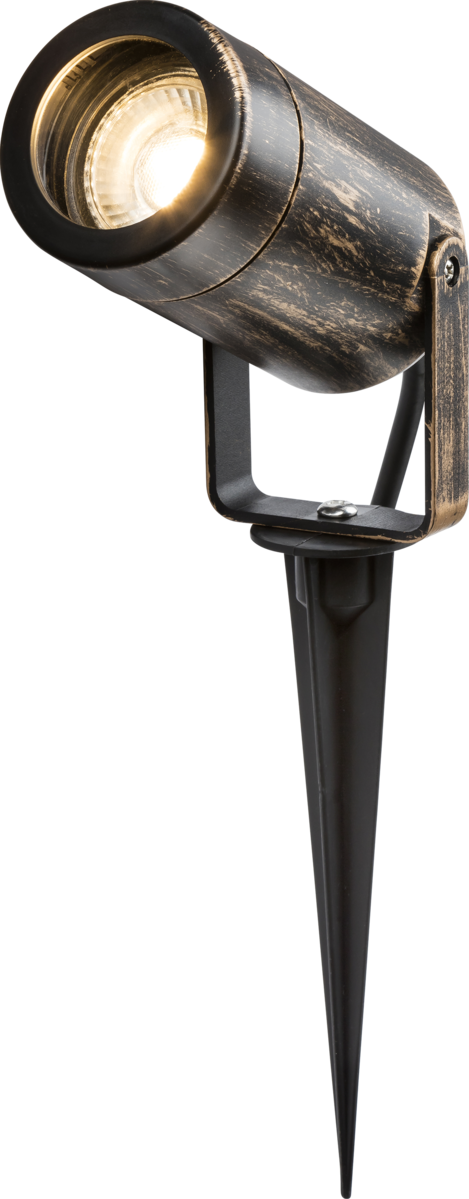 EAMON 230V IP65 GU10 Polycarbonate Spike Light - Brushed Brass