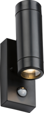 EAMON 230V IP44 GU10 Polycarbonate Up/Down Wall Light with PIR - Black