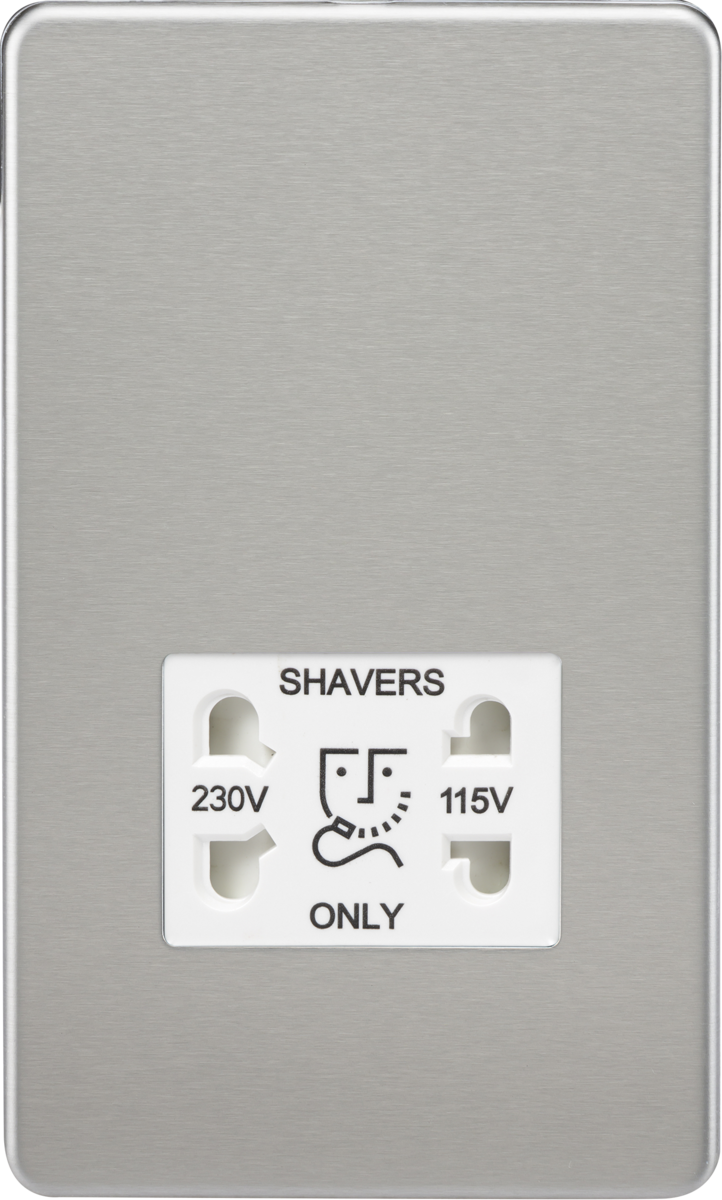 Brushed Chrome Dual Voltage Shaver Socket SF8900BCW