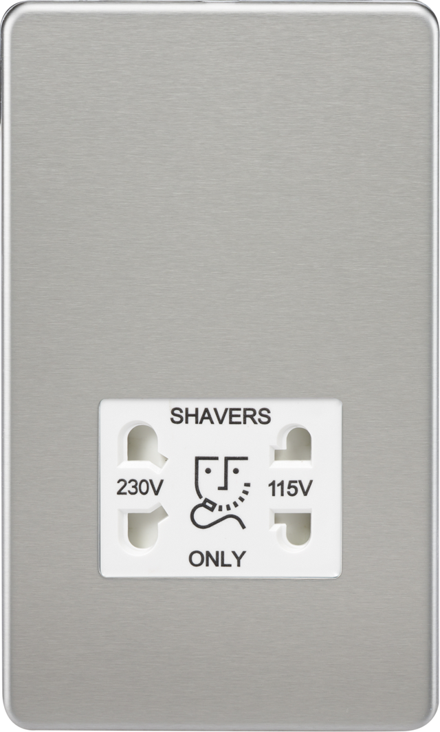 Brushed Chrome Dual Voltage Shaver Socket SF8900BCW