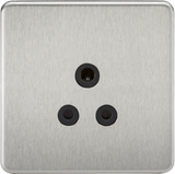 5A Unswitched Socket - Brushed Chrome with Black Insert, SF5ABC