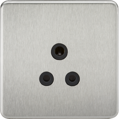 5A Unswitched Socket - Brushed Chrome with Black Insert, SF5ABC