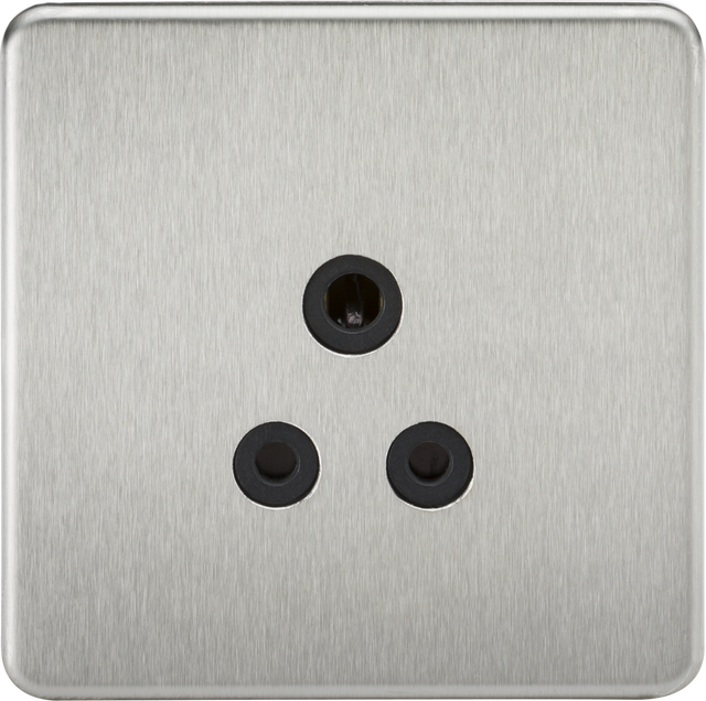 5A Unswitched Socket - Brushed Chrome with Black Insert, SF5ABC