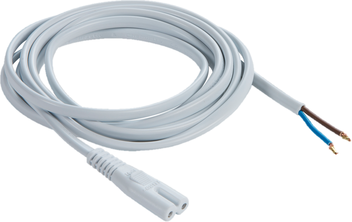 Power Cable 2m - 3 Core Flex, White