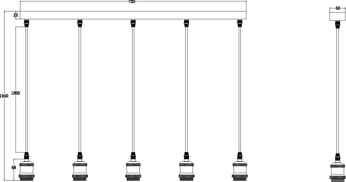 CALLA Vintage 5 Light Bar Pendant Image