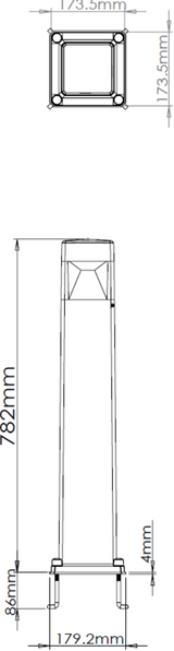 230V IP65 10W LED Polycarbonate Bollard Side View