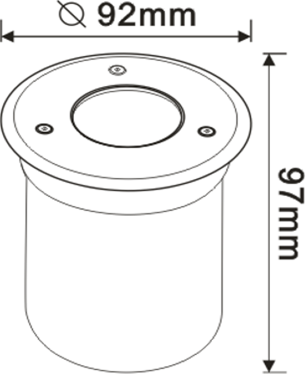 230V IP65 3W LED Recessed Ground Light Side View