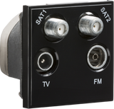 Quadplexed SAT1/SAT2/TV/FM DAB Outlet Module 50 x 50mm - Black
