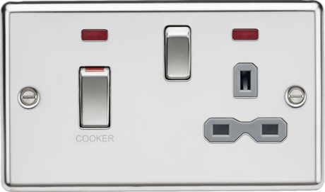 45A DP Switch and 13A Switched Socket with Neons - Polished Chrome