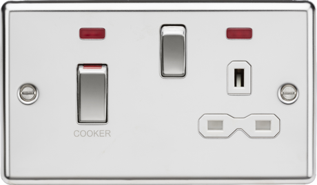 Polished Chrome 45A DP Switch & 13A Socket with Neons