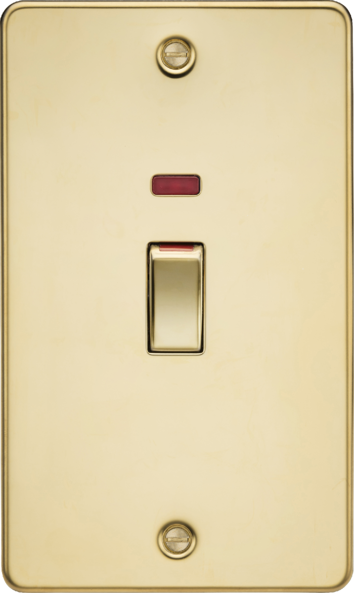 45A DP Switch with Neon - Polished Brass