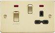 Brushed Brass 45A DP Switch & 13A Socket with Neons