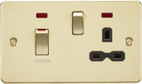 Brushed Brass 45A DP Switch & 13A Socket with Neons