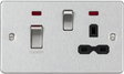 45A DP Switch & 13A Socket with Neons - Brushed Chrome with Black Insert