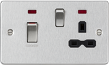 45A DP Switch & 13A Socket with Neons - Brushed Chrome with Black Insert