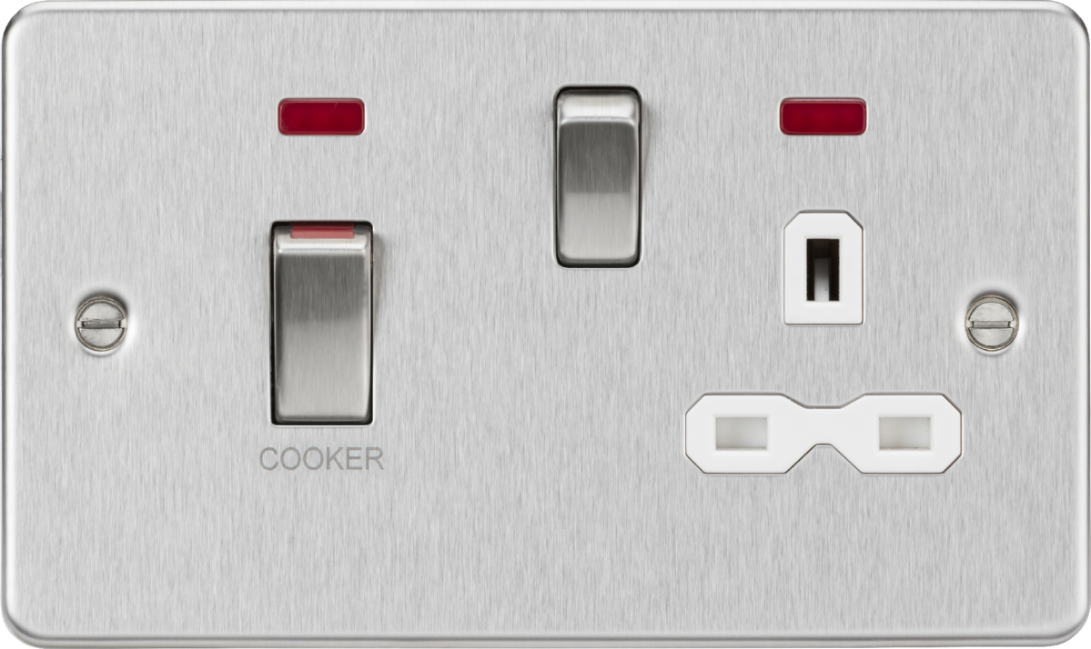 45A DP Switch with 13A Socket - Brushed Chrome