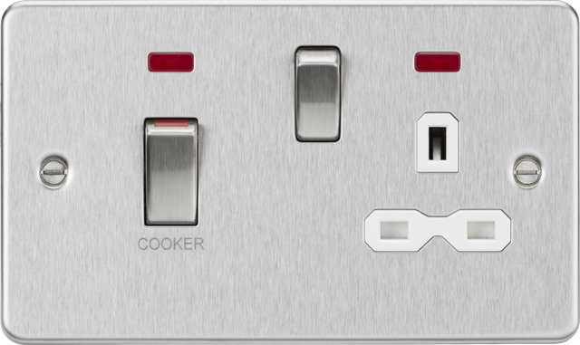 45A DP Switch with 13A Socket - Brushed Chrome
