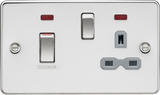 45A DP Switch and 13A Socket with Neons - Polished Chrome with Grey Insert