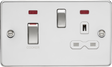 45A DP Switch & 13A Socket with Neons - Polished Chrome with White Insert