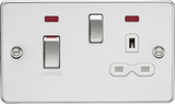 45A DP Switch & 13A Socket with Neons - Polished Chrome with White Insert
