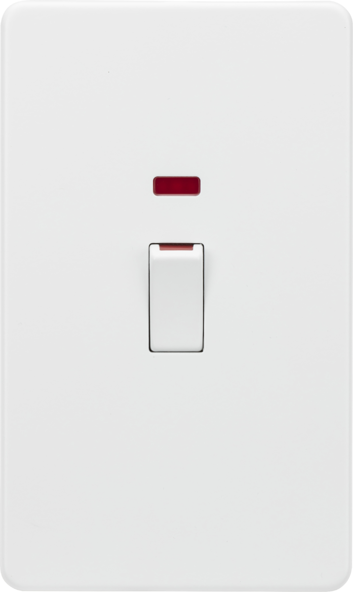 45A DP Switch with Neon Indicator - Matt White