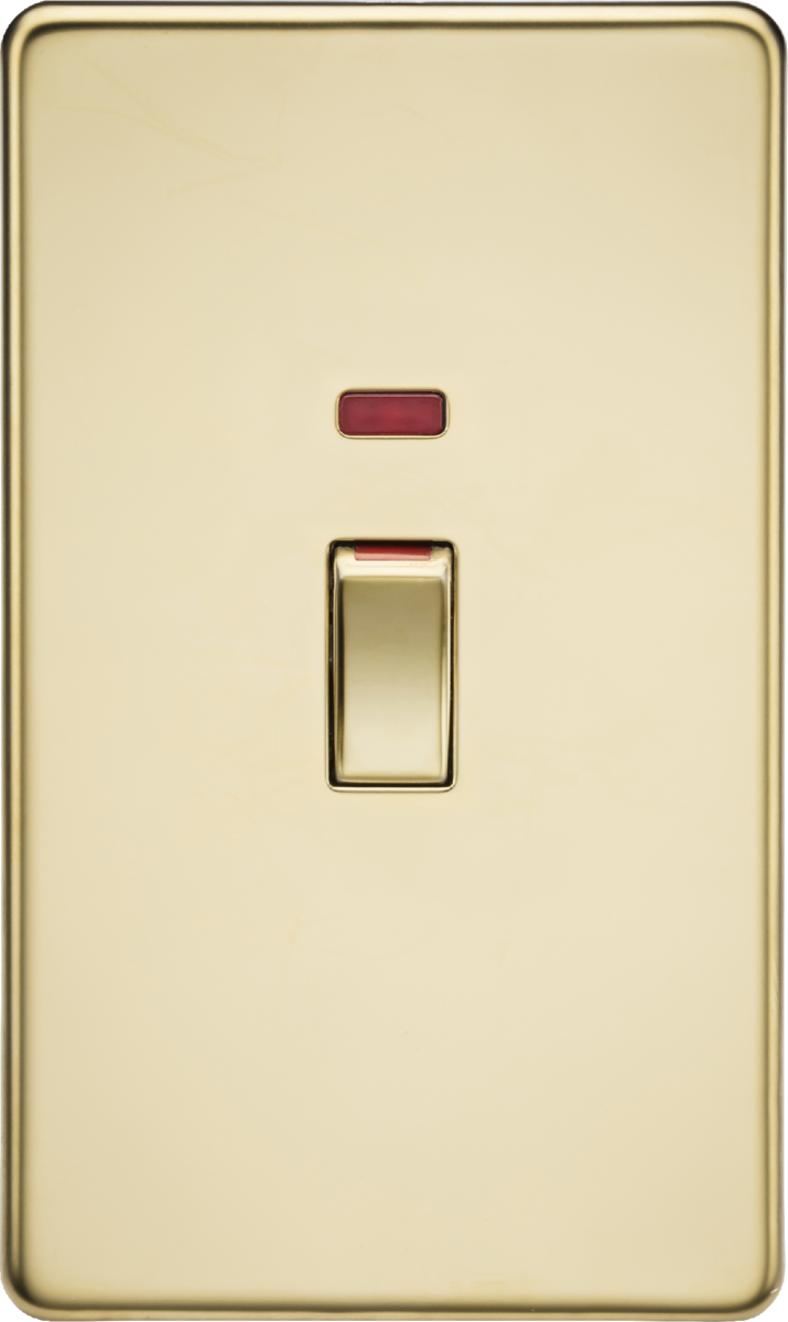 45A DP Switch with Neon - Polished Brass