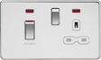 45A DP Switch and 13A Socket with Neons - Polished Chrome