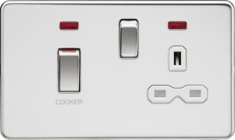 45A DP Switch and 13A Socket with Neons - Polished Chrome