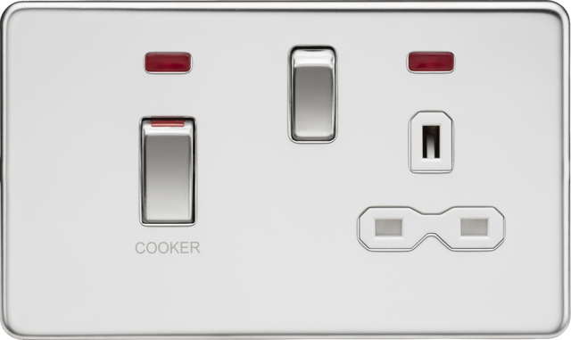 45A DP Switch and 13A Socket with Neons - Polished Chrome
