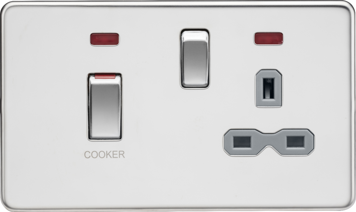 Polished Chrome 45A DP Switch with 13A Socket - Image 1