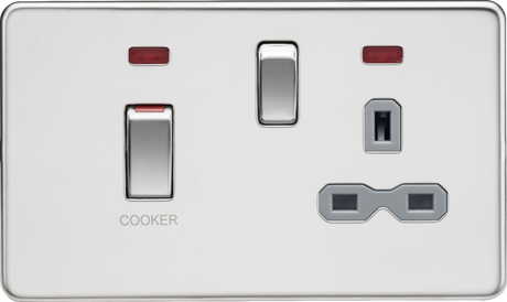 Polished Chrome 45A DP Switch with 13A Socket - Image 1
