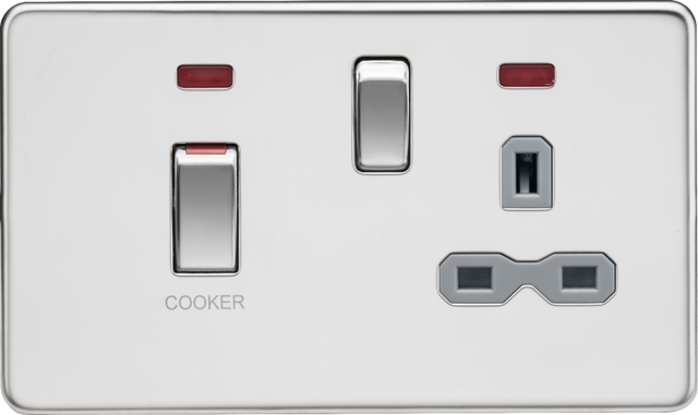 Polished Chrome 45A DP Switch with 13A Socket - Image 1