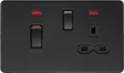 45A DP Switch & 13A Socket with Neons - Matt Black