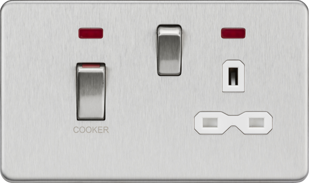 45A DP Switch & 13A Socket - Brushed Chrome