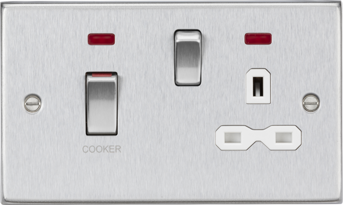 45A DP Switch & 13A Socket - Brushed Chrome
