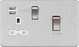 45A DP Switch & 13A Socket with USB Charger - Brushed Chrome Finish